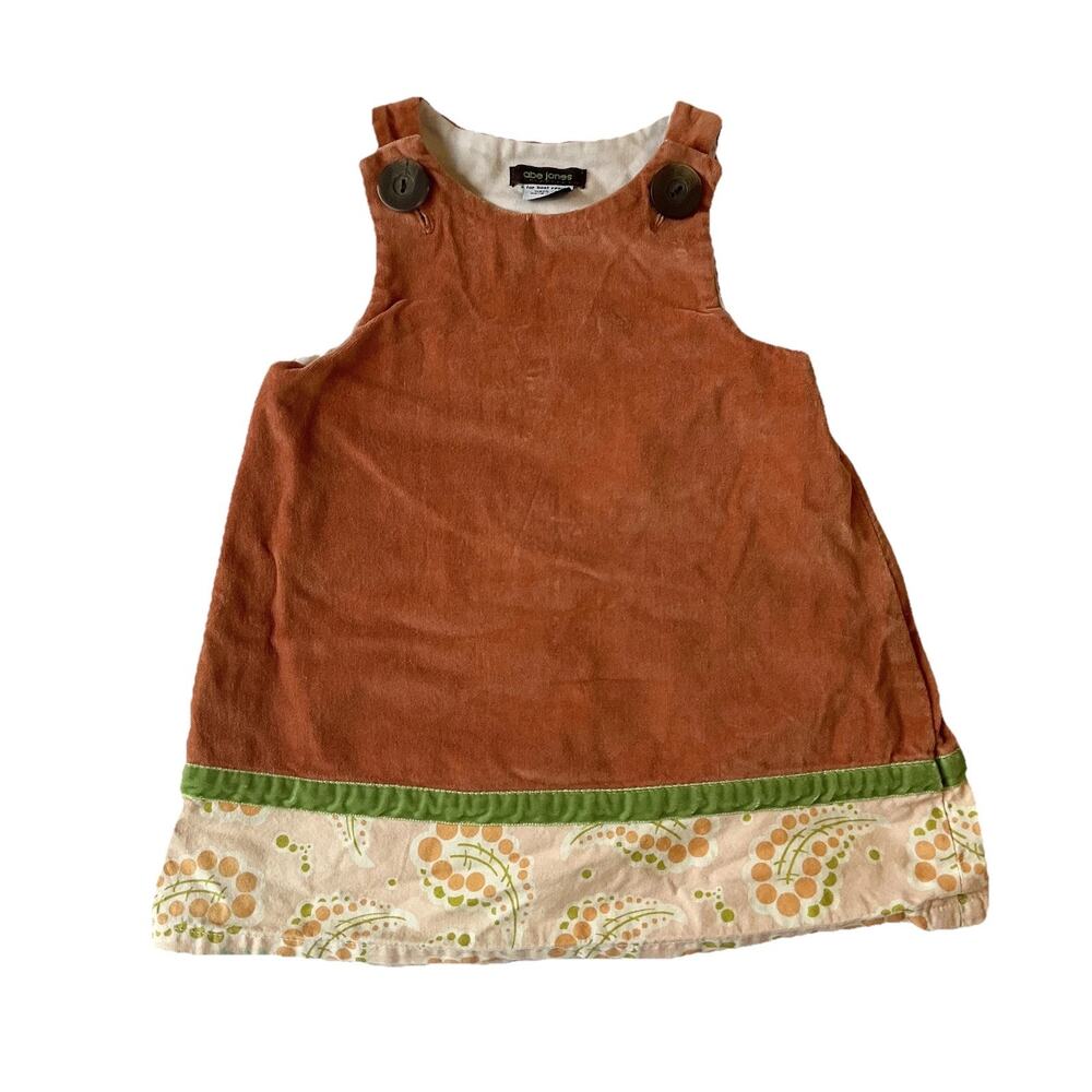 Abs Jones Girls Dress 2T Rust Floral A-Line Button Sleeveless Lining Gorgeous